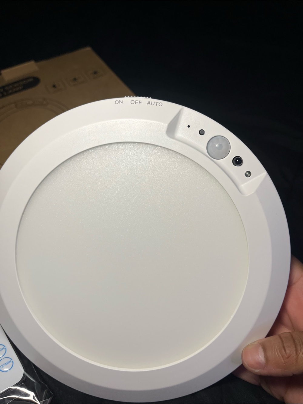 White LED Motion Sensor Ceiling Light with Remote - Picture 6 of 7